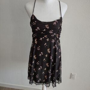 Originality floral black spring sun dress L